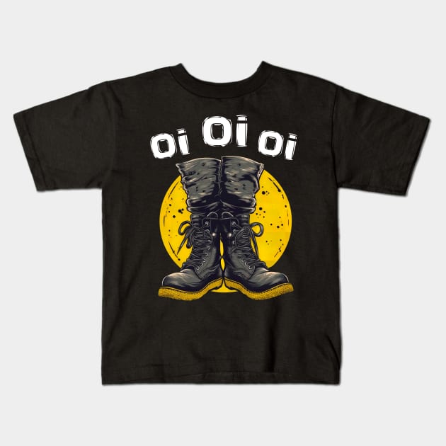 Oi Oi Oi Punk Rock Combat Boots - Skinhead Music Oi Punk Kids T-Shirt by Tshirt Samurai